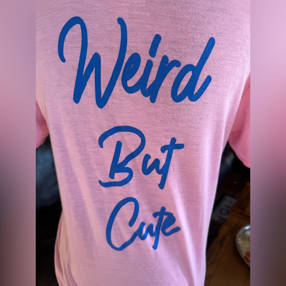 Disney Stitch “Weird But Cute” Pink Graphic Tee Women’s M 7/9 - Picture 4 of 11